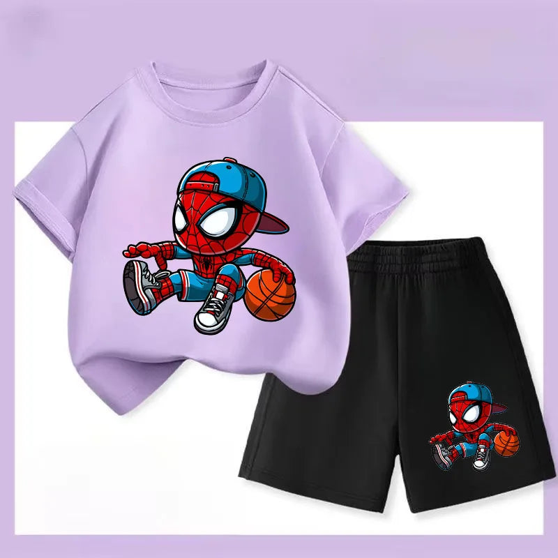 Disney Jungen-Set mit Spiderman-Motiv – Atmungsaktives Sommer-Outfit, T-Shirt & Shorts