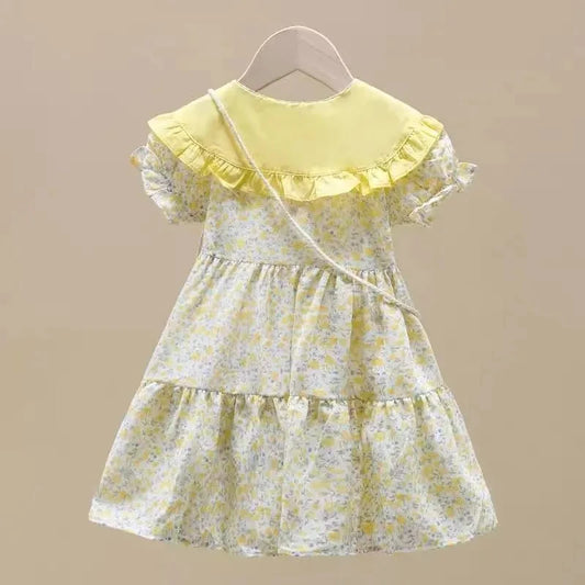 Summer dress “Sunflower” with matching shoulder bag – for little flower girls