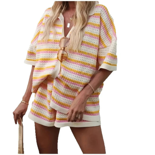 Gestreiftes Shorts-Set mit Hemd