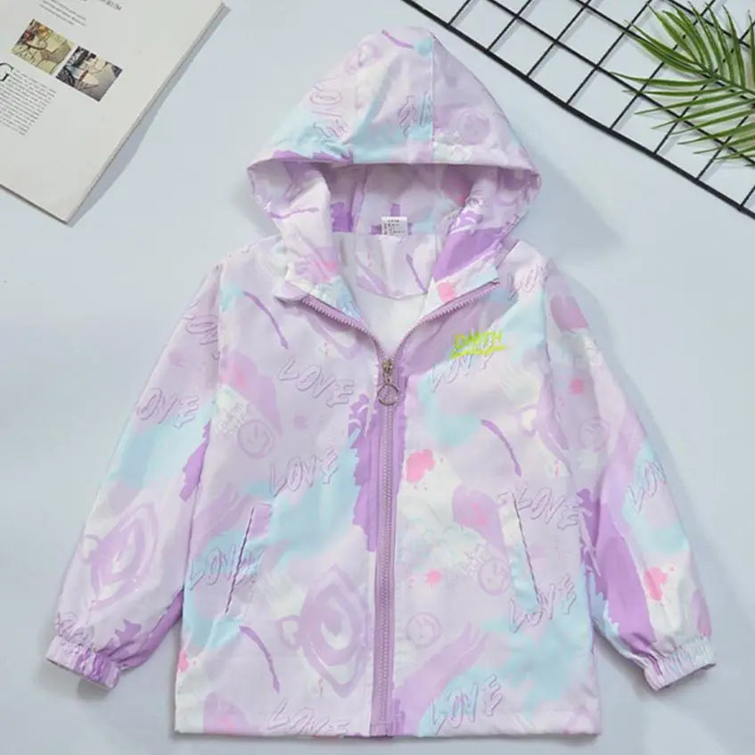 Kids Tales Kinderjacke mit Farbverlauf & Kapuze – Winddicht, Herbst/Frühling, Unisex