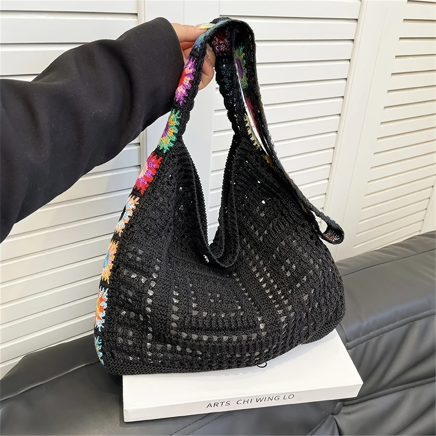 Baumwoll Häkel-Tasche mit Blumen