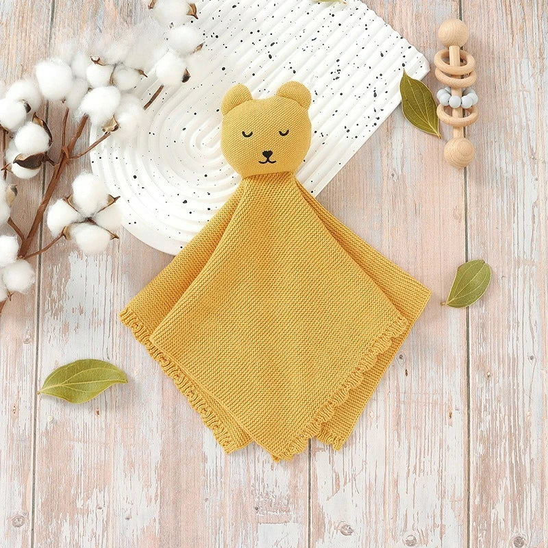 Personalisierter Baby-Komforttuch mit Namen – gestricktes Schmusetuch mit Tiermotiv, weiches Beruhigungstuch für Neugeborene & Kleinkinder