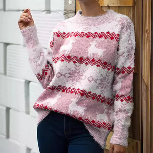 Jacquard Rentier Pullover für die festliche Jahreszeit