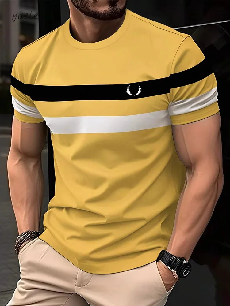 Camiseta informal de verano para exteriores: camisa holgada y transpirable de cuello redondo para hombre.