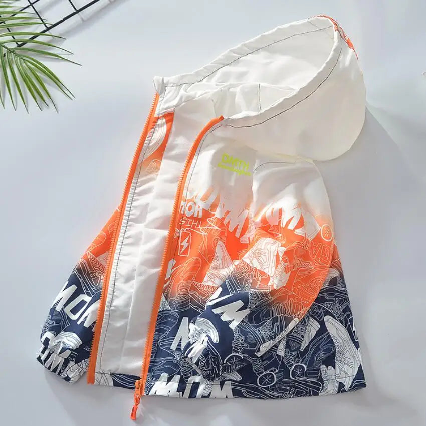 Kids Tales Kinderjacke mit Farbverlauf & Kapuze – Winddicht, Herbst/Frühling, Unisex