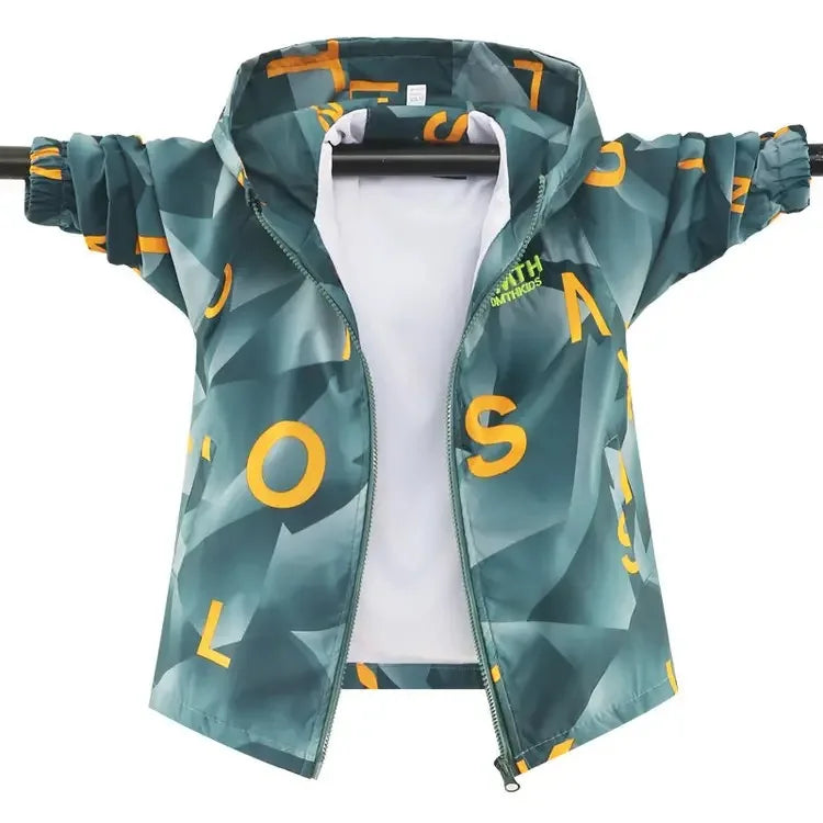 Kids Tales Kinderjacke mit Farbverlauf & Kapuze – Winddicht, Herbst/Frühling, Unisex