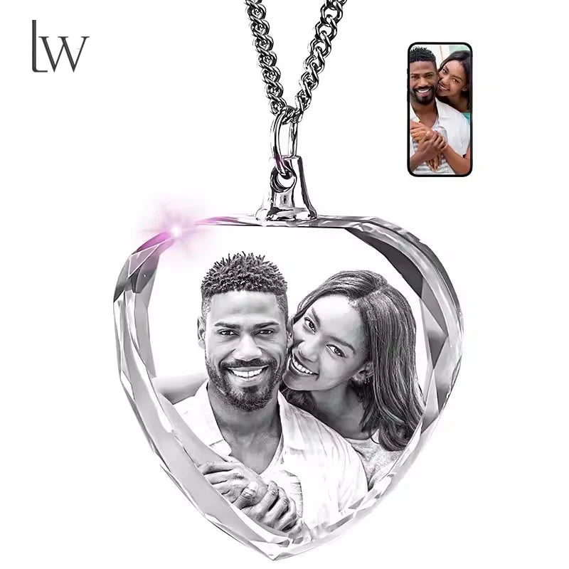 Personalisiertes 3D-Kristall-Herzfoto-Halskette – Individuelles Geschenk für Frauen & Männer