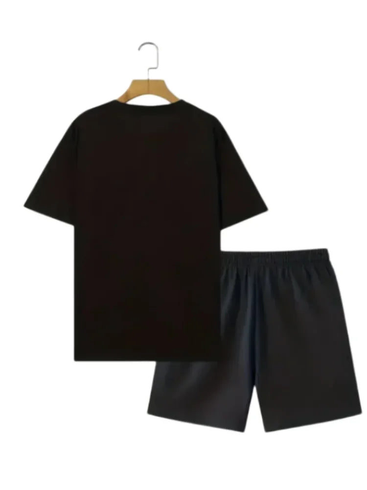 Herren Sommer-Set – King Print T-Shirt & Shorts, 2-teilig, atmungsaktiv