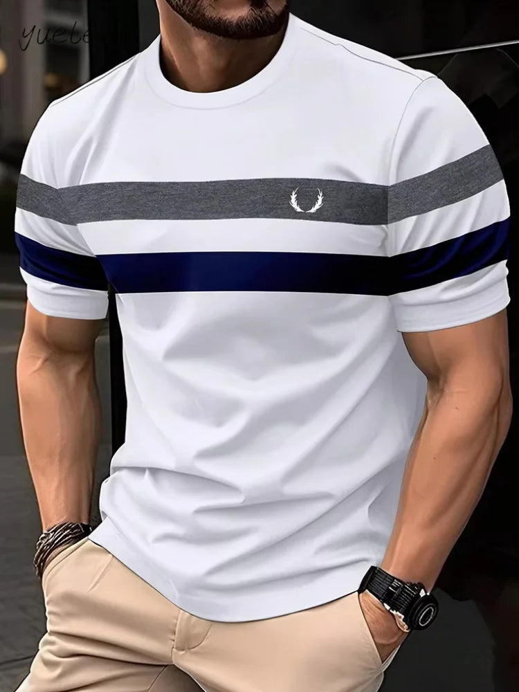 Camiseta informal de verano para exteriores: camisa holgada y transpirable de cuello redondo para hombre.