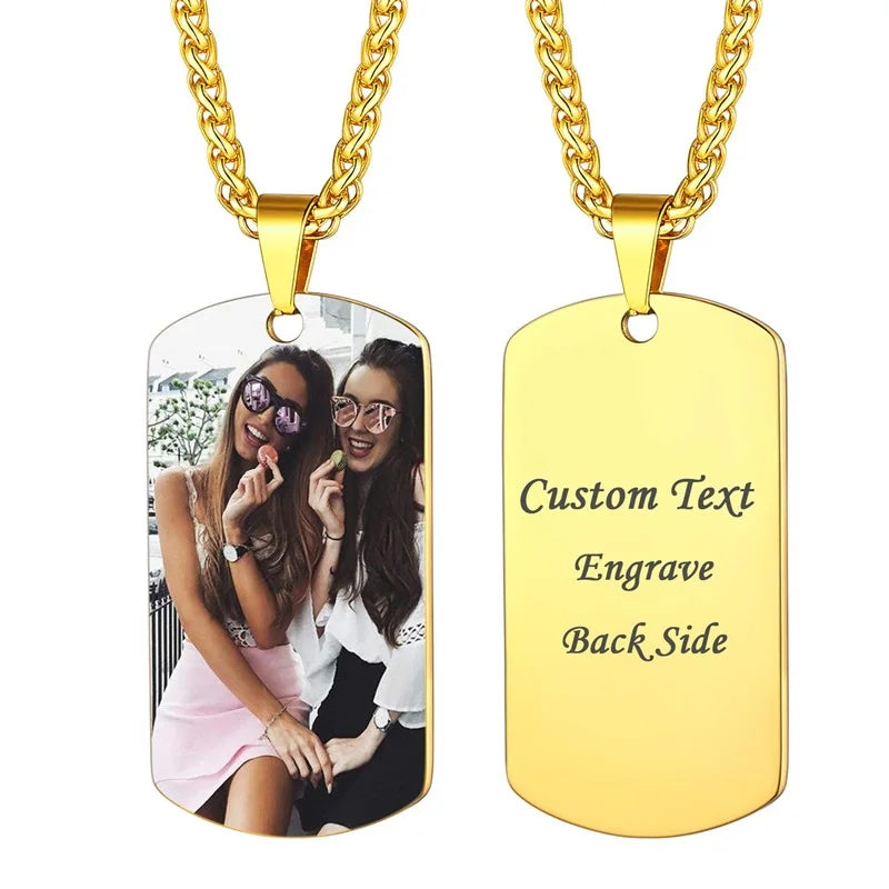 Collar de acero inoxidable con foto personalizado – Colgante con impresión a color y grabado