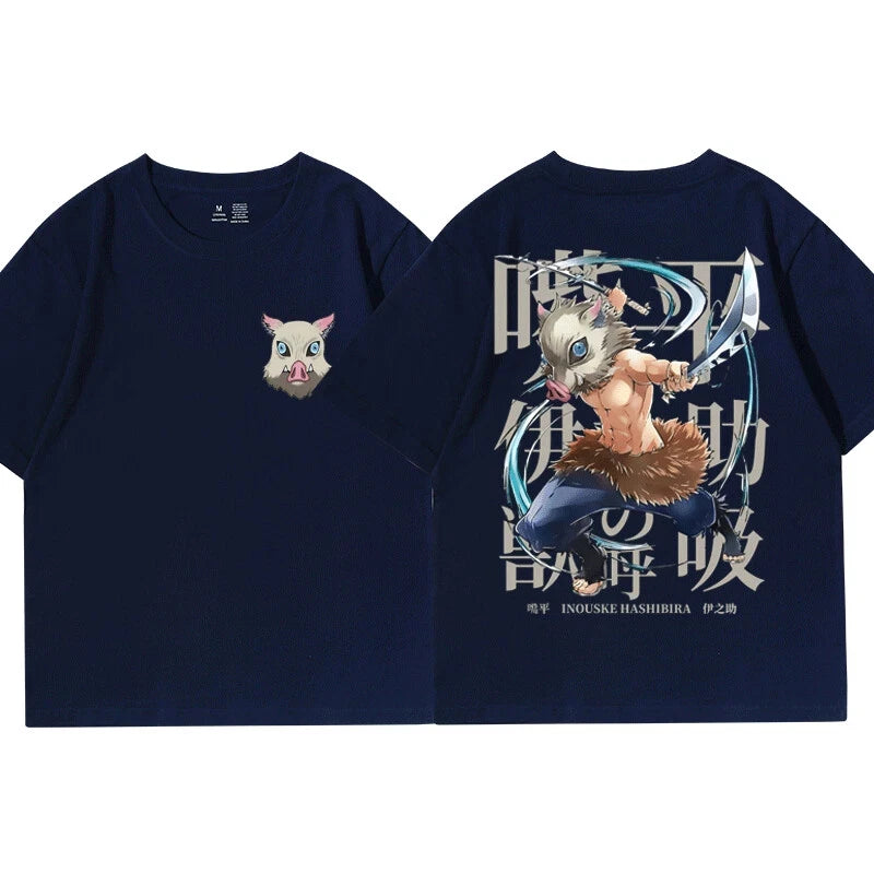Baumwolle Anime T-Shirt – Inosuke Hashibira aus Demon Slayer