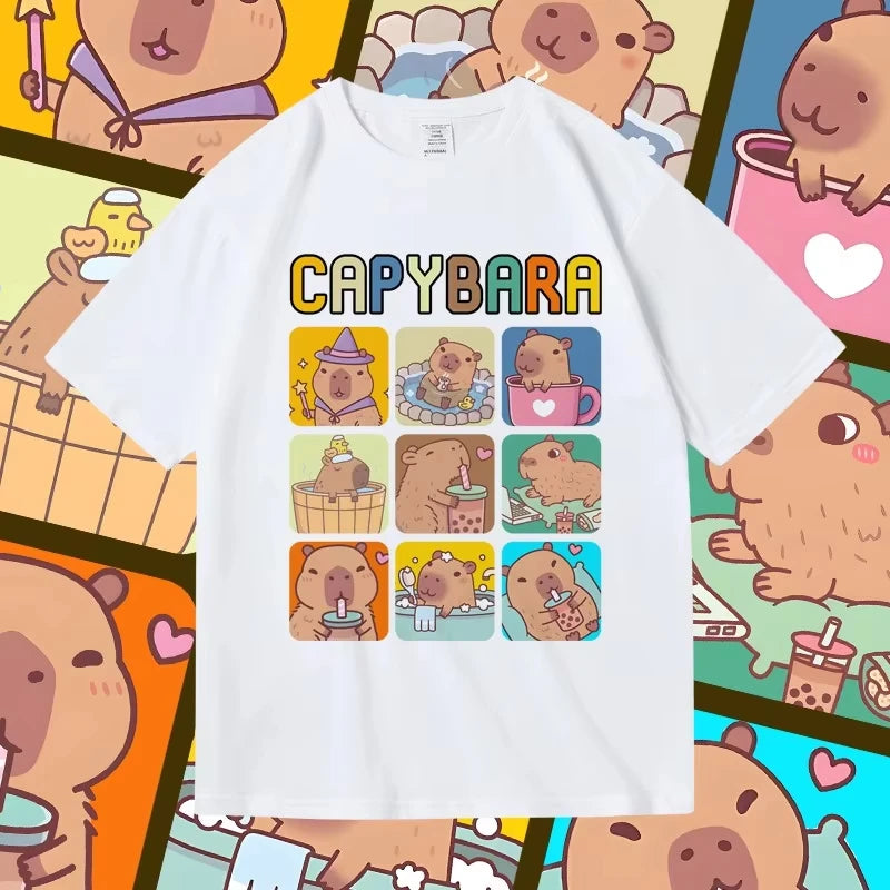 Camiseta de algodón con divertido motivo de capibara