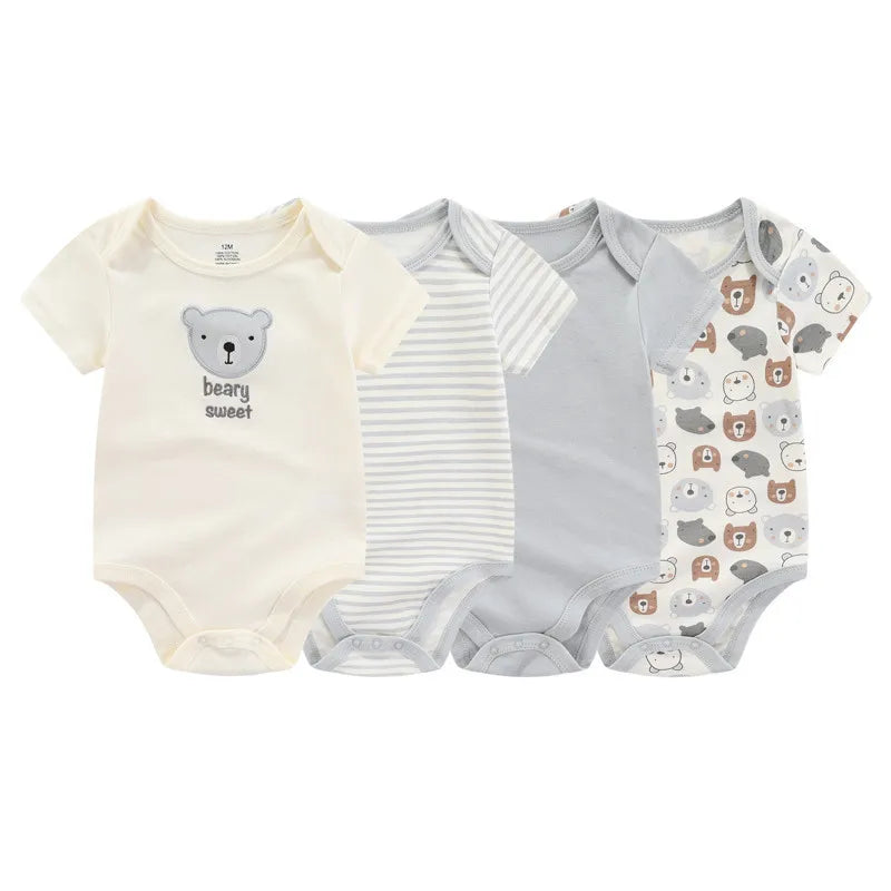 Conjunto Kiddiezoom de 4 bodies de manga corta para bebé
