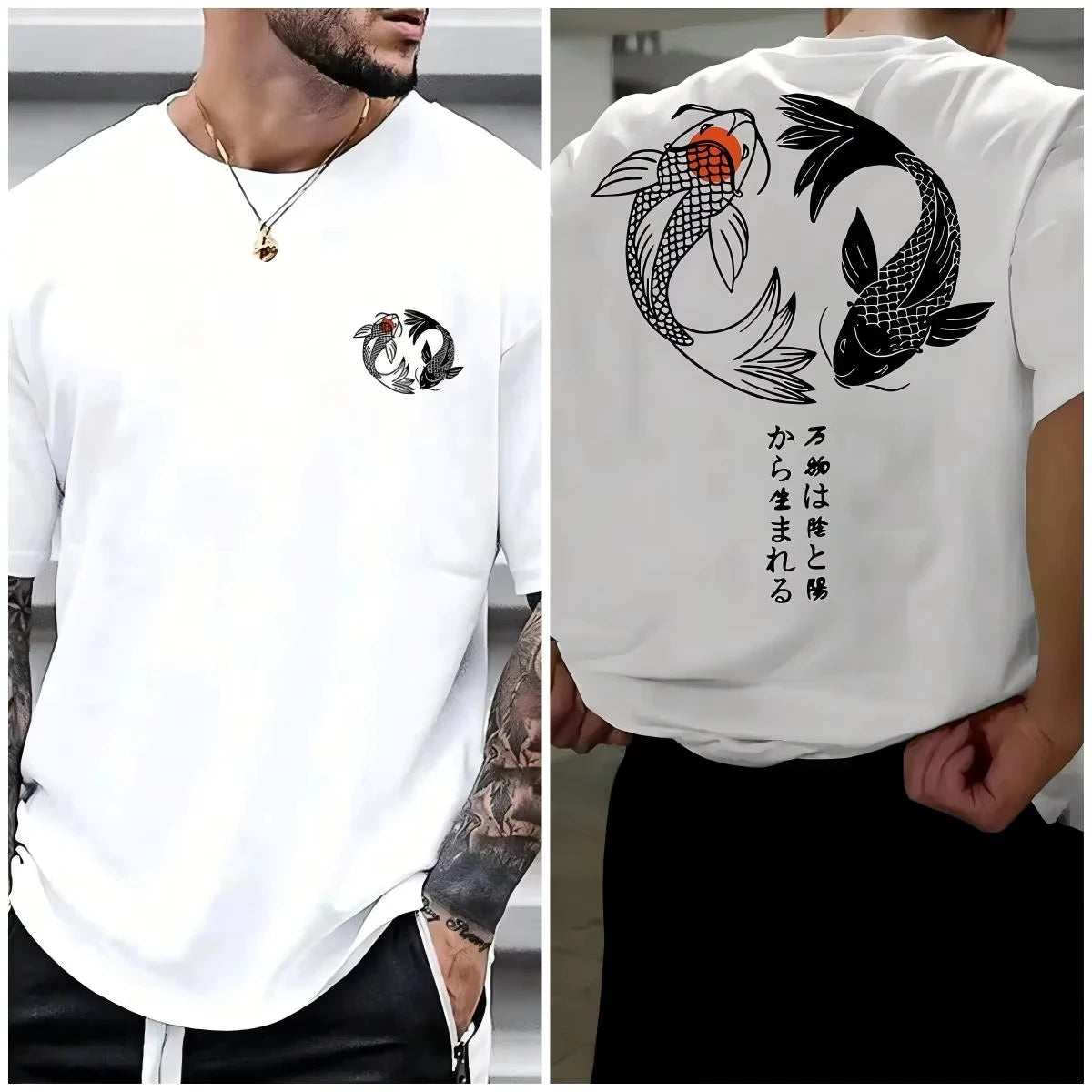 Japanese Koi Harajuku T-Shirt aus Baumwolle