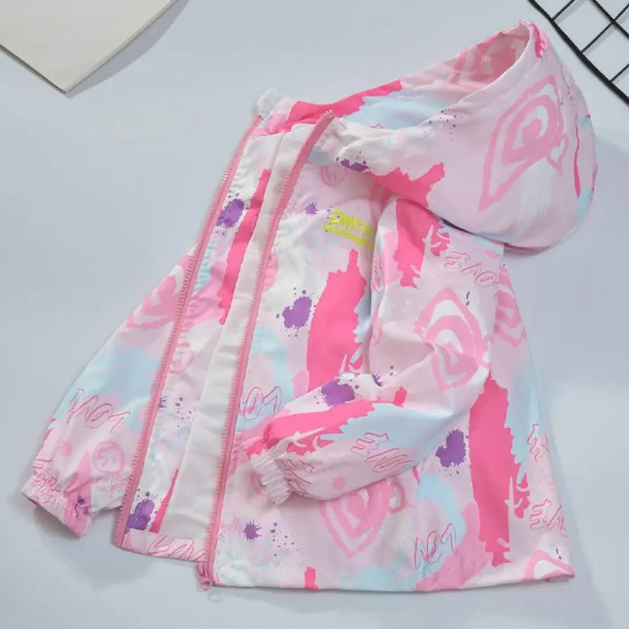 Kids Tales Kinderjacke mit Farbverlauf & Kapuze – Winddicht, Herbst/Frühling, Unisex