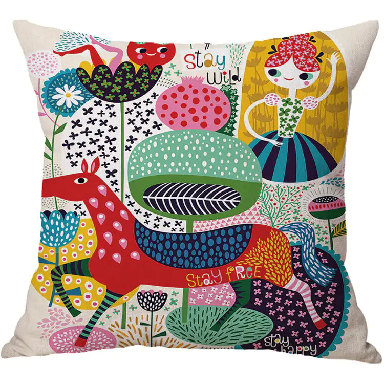 Cartoon Cotton Linen Car Cushion Pillow (Factory Direct)