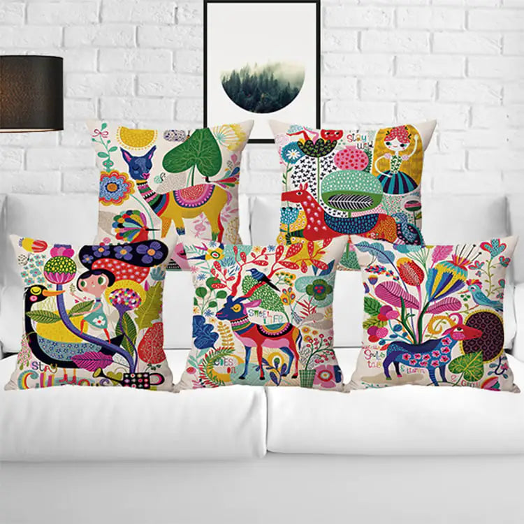 Cartoon Cotton Linen Car Cushion Pillow (Factory Direct)