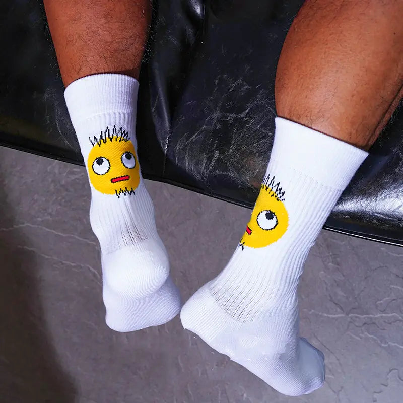 Original Design Weiße Schnurrbart Emoji Sportsocken