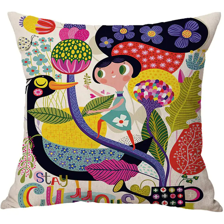 Cartoon Cotton Linen Car Cushion Pillow (Factory Direct)