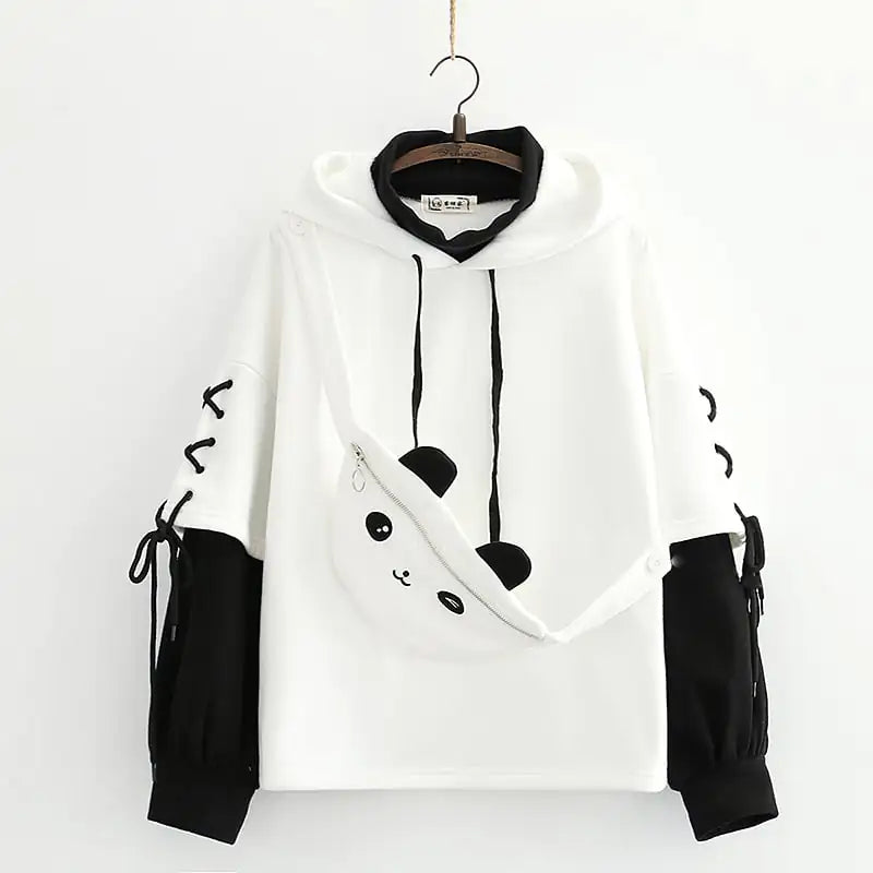 Damen-Fleece-Kapuzenpullover mit Panda-Design