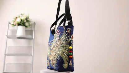 Bolso bandolera bordado Wo'S B Bolso bandolera bordado - Bolso retro para mujer con doble asa y bandolera extraíble, Monedero moderno con doble asa, Bolso estilo retro con bandolera extraíble