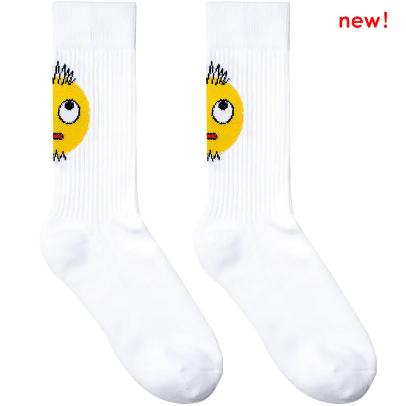 Original Design Weiße Schnurrbart Emoji Sportsocken