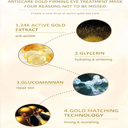 ARTISCARE 24K Gold Augenpads – 60 Stück Kristall-Kollagen Gel Eye Patches gegen Augenringe & Tränensäcke