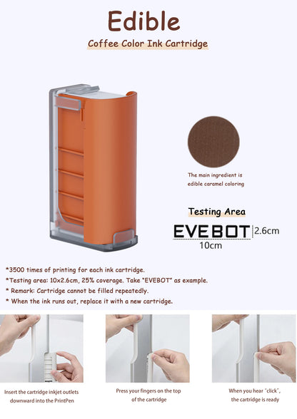 EVEBOT PrintPen – Tragbarer Handdrucker mit hautfreundlicher Tinte, 26 mm Druckbreite, WLAN & USB-C