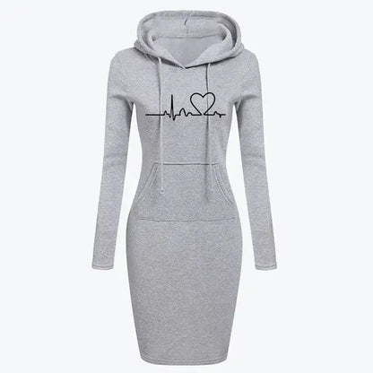Herbst-Winter Damen Langarm Kapuzenkleid