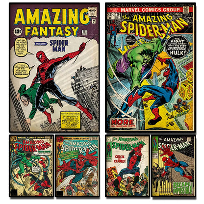 Póster de pared retro de Spider-Man de Marvel