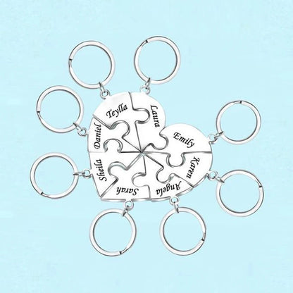 Llavero de corazón de acero inoxidable personalizado: 8 piezas, grabado para familiares, amigos o parejas