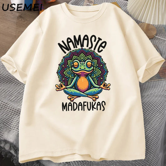 Funny Yoga T-Shirt Frog – Baumwolle, kurzarm, atmungsaktiv