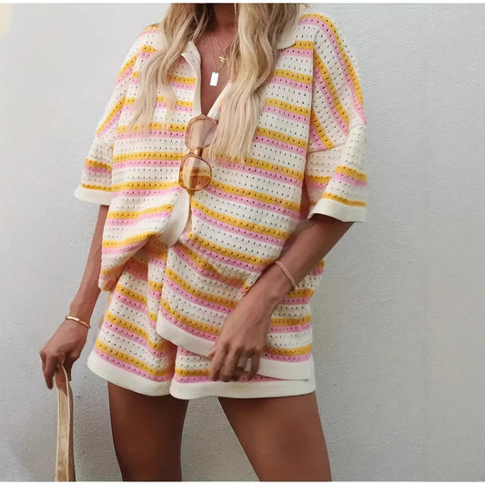 Gestreiftes Shorts-Set mit Hemd