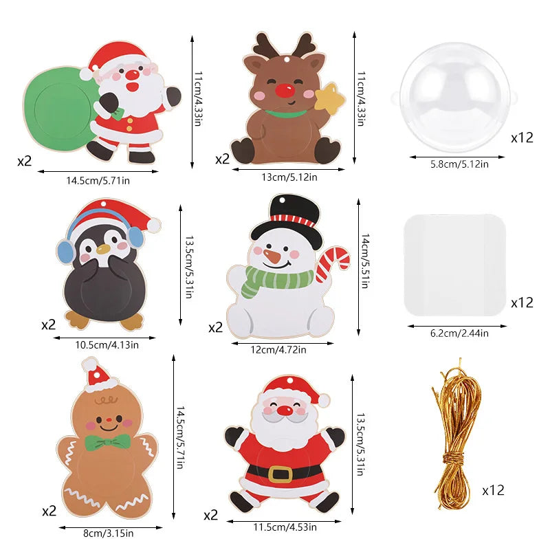 Tarjetas navideñas para dulces y chocolates (12/24 piezas) para envolver regalos y decorar el árbol