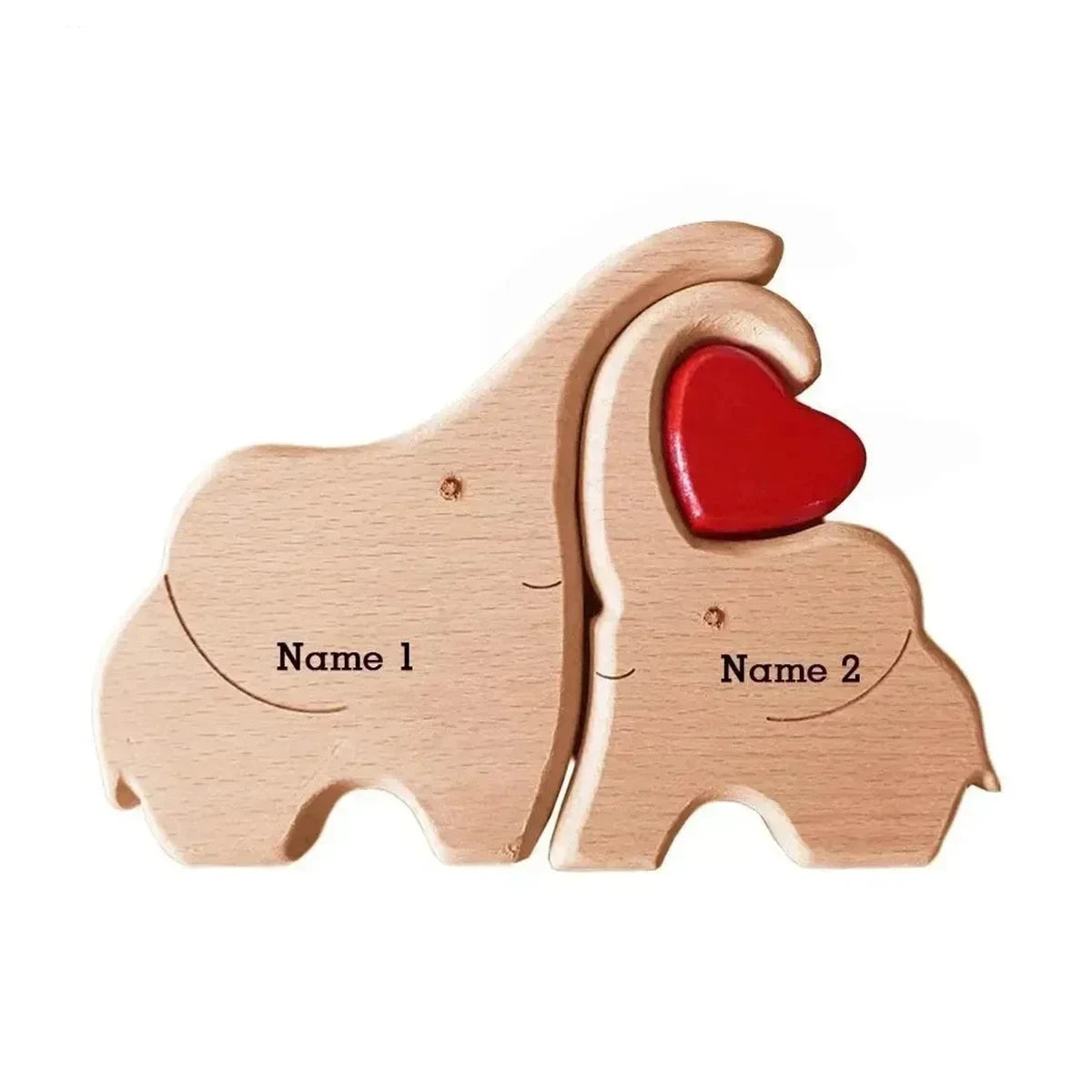 Personalisiertes Elefanten-Holzpuzzle – Familiennamen Dekofigur | Geschenk für Eltern & Weihnachten