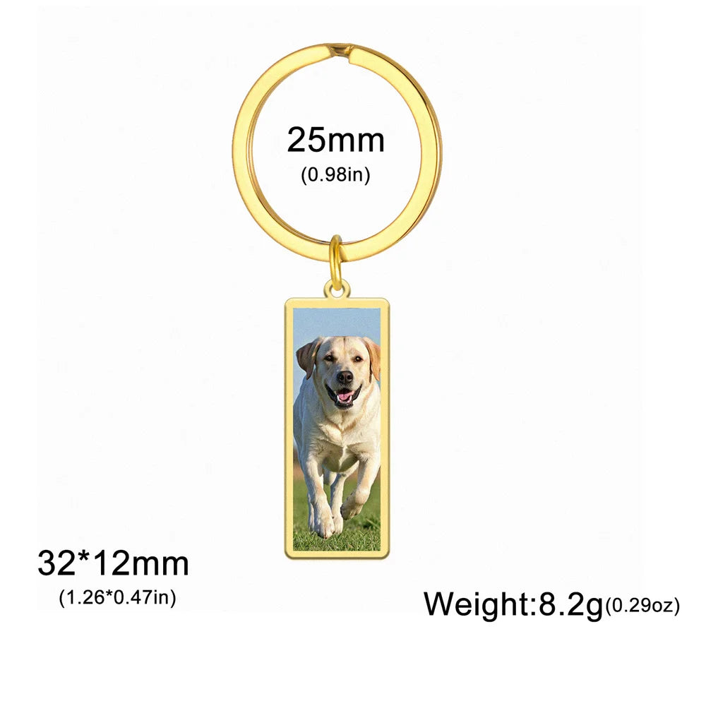 Personalisierter Foto-Schlüsselanhänger aus Edelstahl – Individueller Bild-Keychain in Herz- oder Rechteckform, perfektes Geschenk zu Weihnachten
