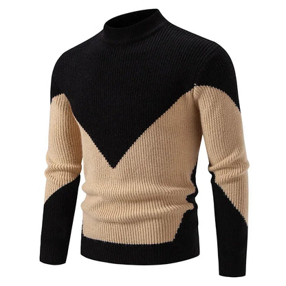 High-quality men's knitted sweater – warm color block look