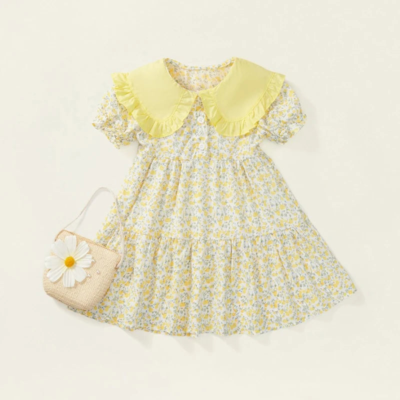 Vestido de verano “Girasol” con bolso de hombro a juego – para niñas de las flores