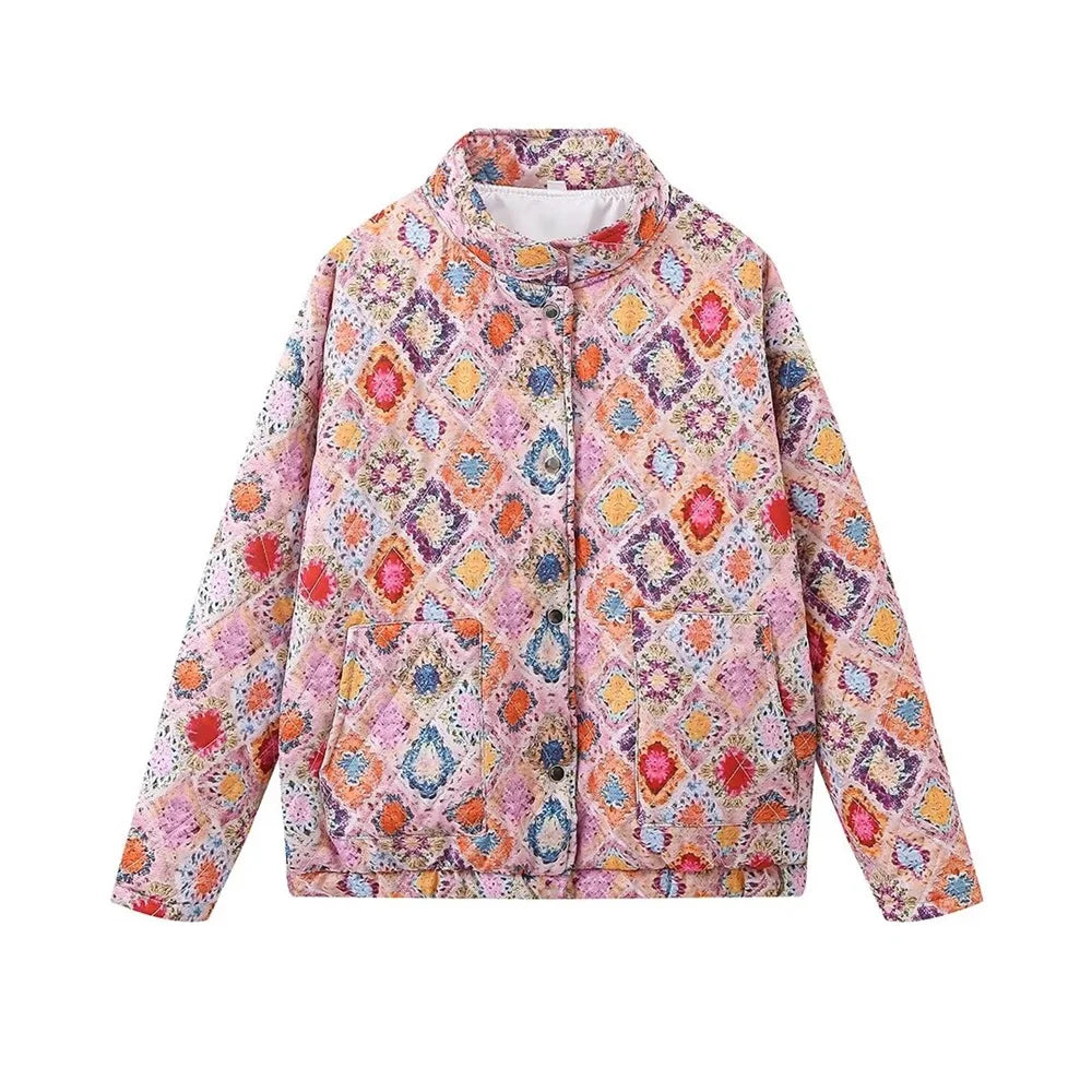 Chaqueta acolchada colorida para mujer