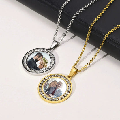 Individuelles Foto Collier mit Diamant-Optik inklusive Samtbeutelchen