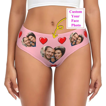 Personalisierte Foto-Höschen für Frauen – Gesicht Foto Unterwäsche (95% Polyester/5% Elasthan), bequeme Mid-Waist Slips als Valentinstag Geschenk