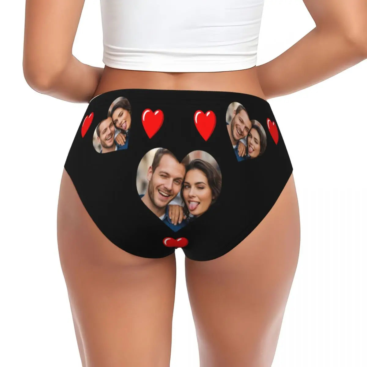 Personalisierte Foto-Höschen für Frauen – Gesicht Foto Unterwäsche (95% Polyester/5% Elasthan), bequeme Mid-Waist Slips als Valentinstag Geschenk