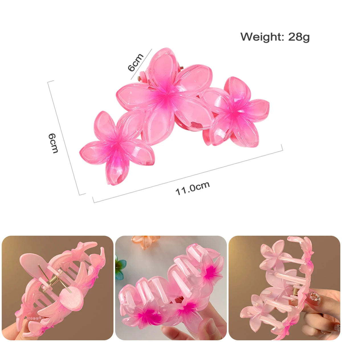 Große Blumen-Haarklammer (11 cm) – Candy-Farbe Farbverlauf Shark Clip für Frauen & Mädchen