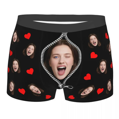 Personalisierte Foto-Boxershorts für Männer – individuelle Boxer Briefs mit Gesicht, weiche Unterwäsche (95% Polyester/5% Elasthan), Valentinstag Geschenk für Ehemann
