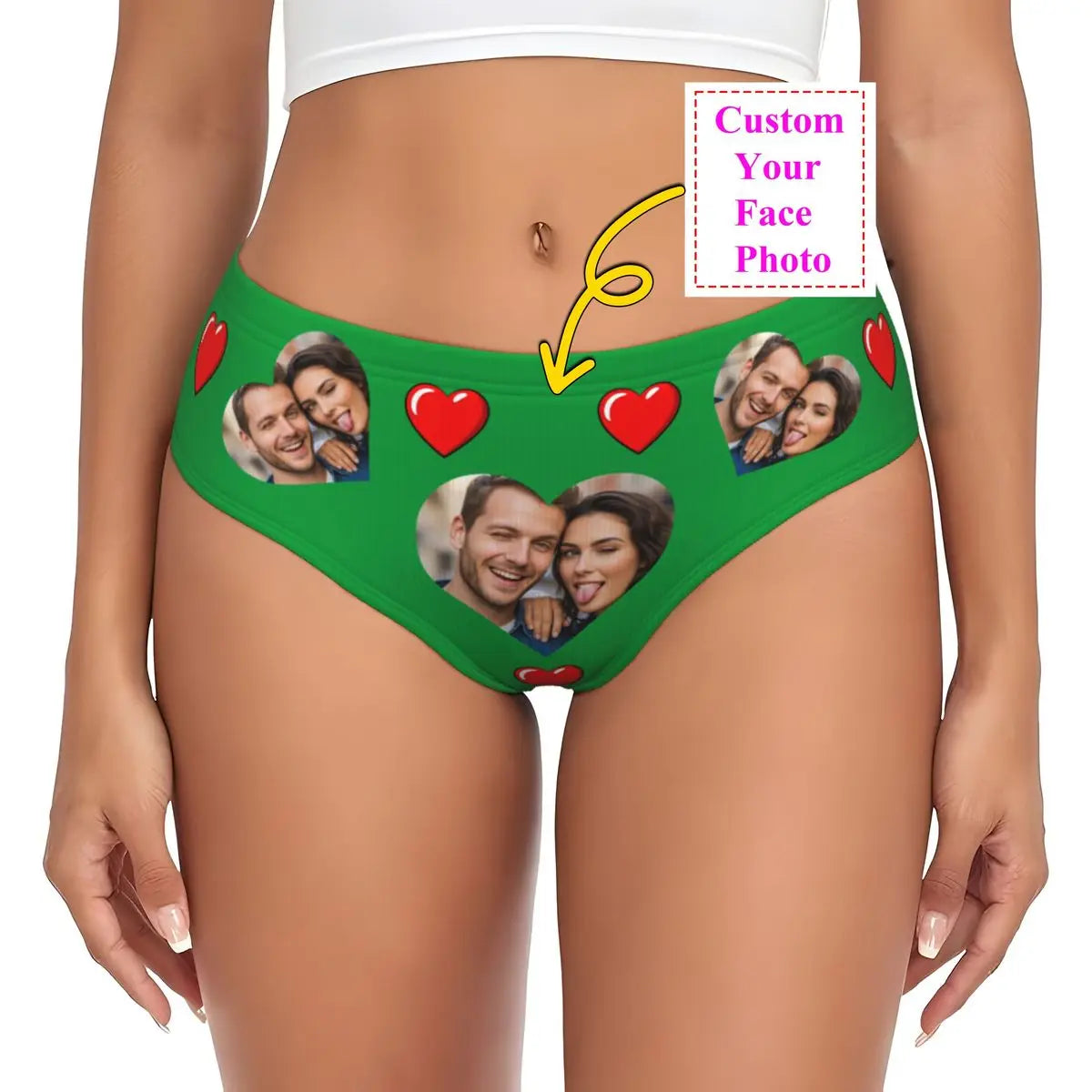 Personalisierte Foto-Höschen für Frauen – Gesicht Foto Unterwäsche (95% Polyester/5% Elasthan), bequeme Mid-Waist Slips als Valentinstag Geschenk