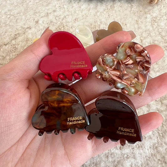 Kleine Herz-Haarklammer aus Acetat (3,5 cm) – Niedliche Haarspange im Korean Style für Damen & Mädchen
