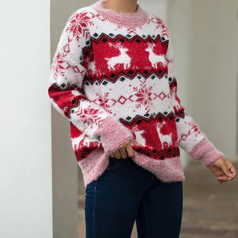 Jacquard Rentier Pullover für die festliche Jahreszeit