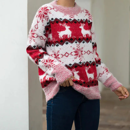 Jacquard Rentier Pullover für die festliche Jahreszeit