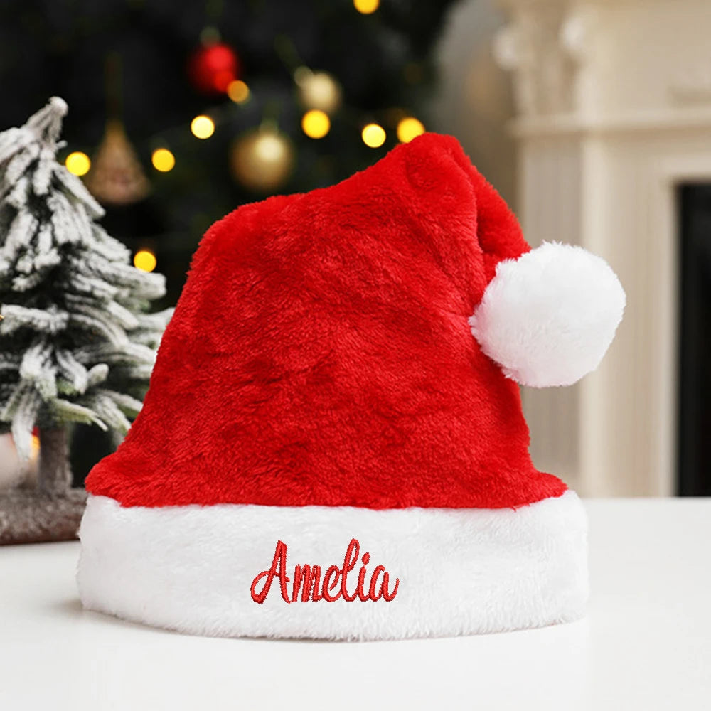 Gorro navideño personalizado con nombre (rojo, verde, rosa y más) – Gorro de Papá Noel bordado para adultos