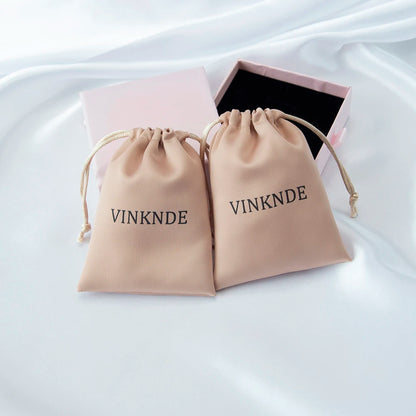 100x Personalized Satin Drawstring Bags – Jewelry Bags, Gift &amp; Candy Bags with Logo for Wedding &amp; Events